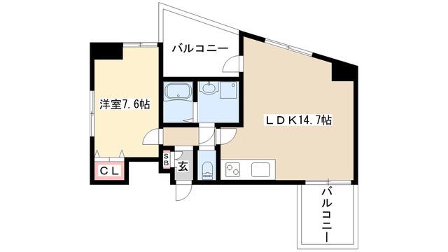 LA FACADE ラ・ファサード(1LDK/11階)の間取り写真