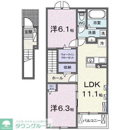 ビオレタB(2LDK/2階)の間取り写真