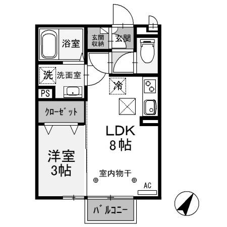 ヴィラフォレスタB(1LDK/1階)の間取り写真