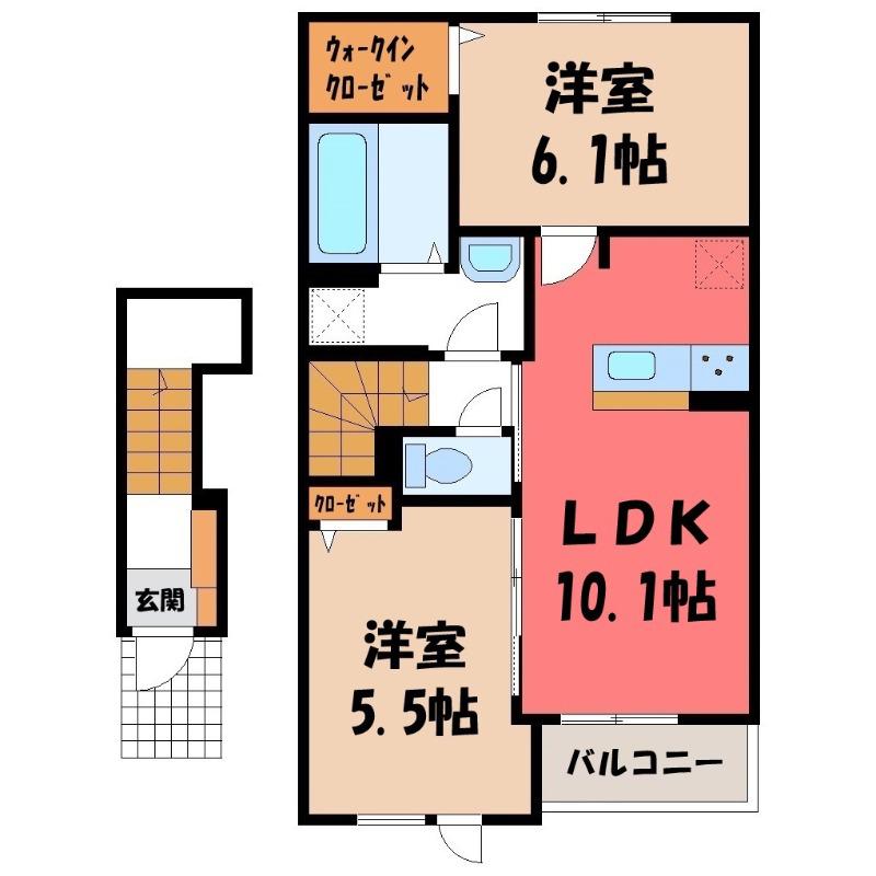 ジュライ・玉泉(2LDK/2階)の間取り写真