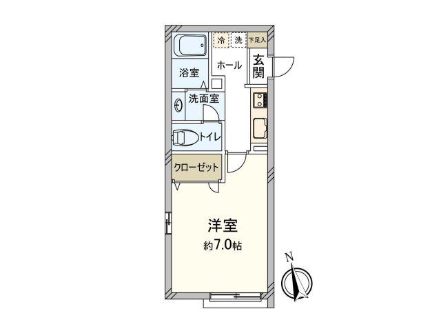 アゼリアコート(1K/1階)の間取り写真