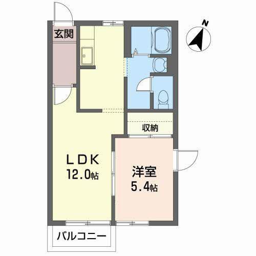 メゾンドエストエールC(1LDK/2階)の間取り写真