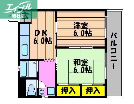 千原コーポ(2DK/1階)の間取り写真