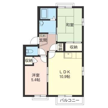 ルミエール・20(2LDK/2階)の間取り写真