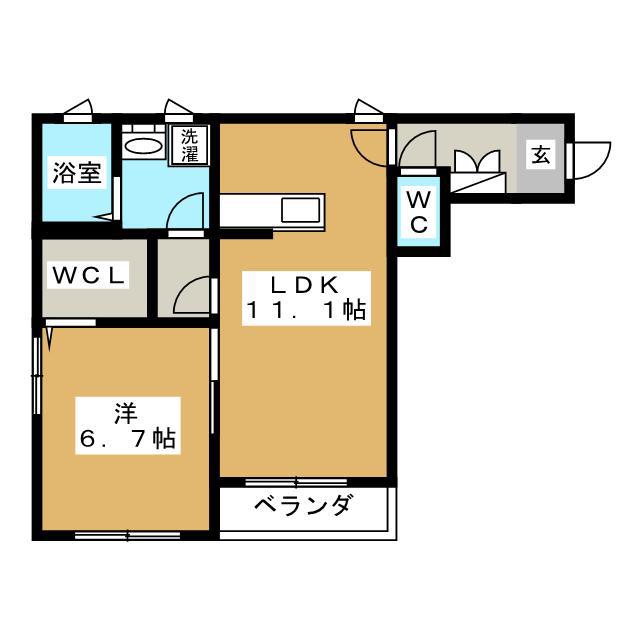 CHESTNUT CASTLE(1LDK/1階)の間取り写真