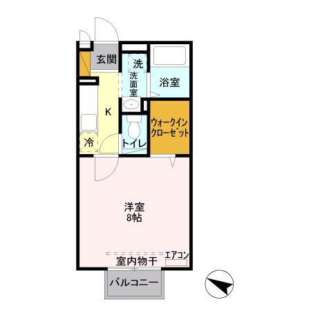 ウィスタ岸町(1K/1階)の間取り写真