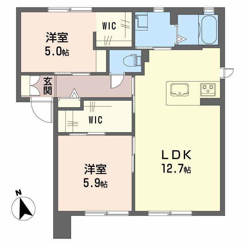 YS EBA C棟(1SLDK/1階)の間取り写真