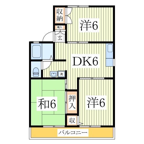 セジュール増尾(3DK/1階)の間取り写真