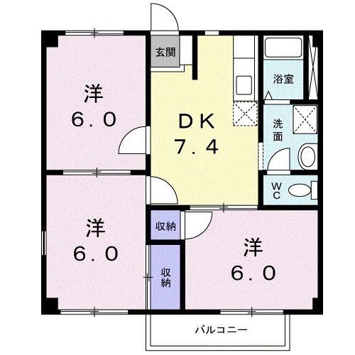 CAL21(3DK/1階)の間取り写真