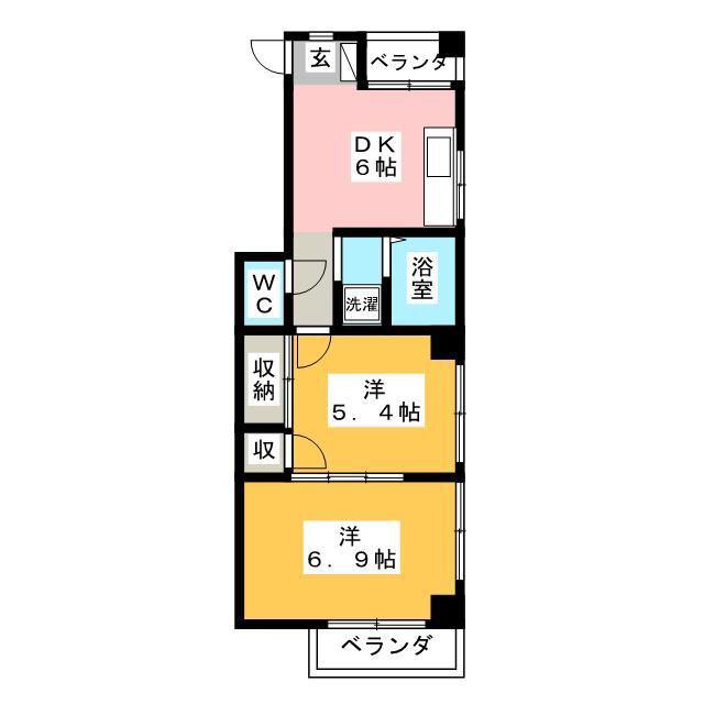 田原ビル(2DK/2階)の間取り写真