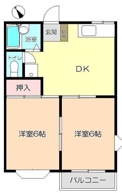 サン・ドミール(2DK/2階)の間取り写真