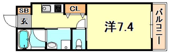 ワコーレヴィアーノ須磨行幸町(1K/2階)の間取り写真