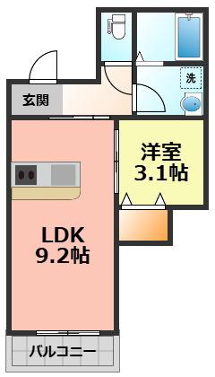 LE COCON 甚目寺II(1LDK/1階)の間取り写真