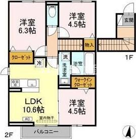 モンシャトー岐南II(3LDK/2階)の間取り写真