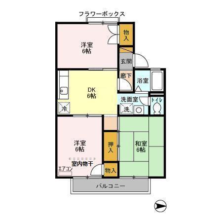 シャトルアイ(3DK/2階)の間取り写真