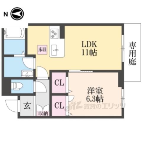 GRAND HEARTHS 5(1LDK/1階)の間取り写真