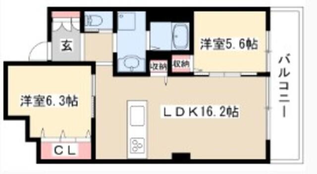 白壁リンクス(2LDK/4階)の間取り写真
