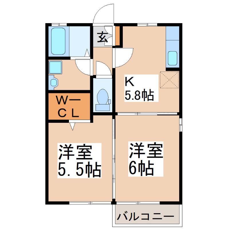サンフラワー寿(2K/2階)の間取り写真