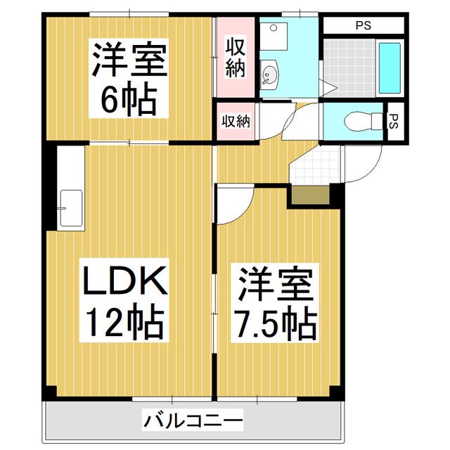 エトワール内川B棟(2LDK/2階)の間取り写真