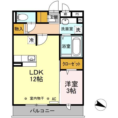 REGALO(1LDK/1階)の間取り写真