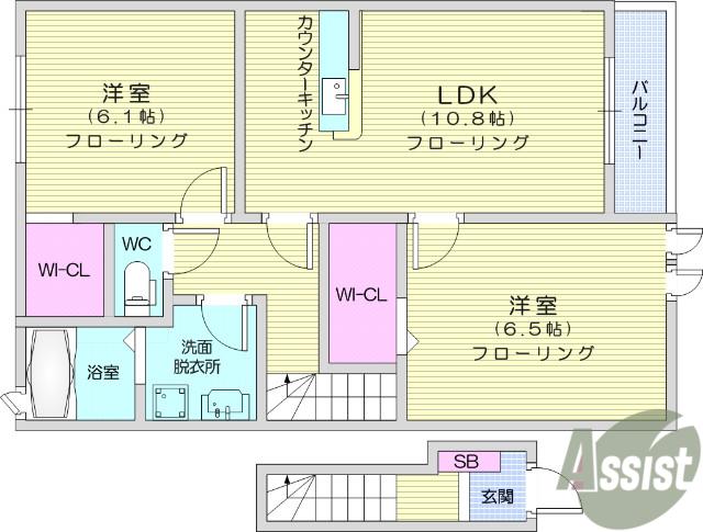 リバーサイド無限∞3(2LDK/2階)の間取り写真