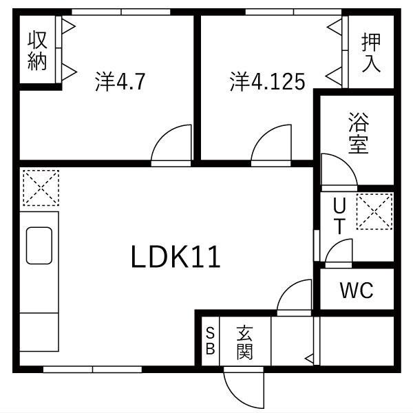 シティーハイツいわい(2LDK/2階)の間取り写真