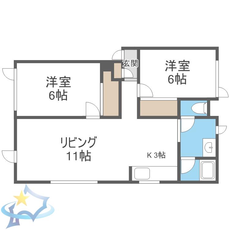コンフォートウエスト(2LDK/2階)の間取り写真