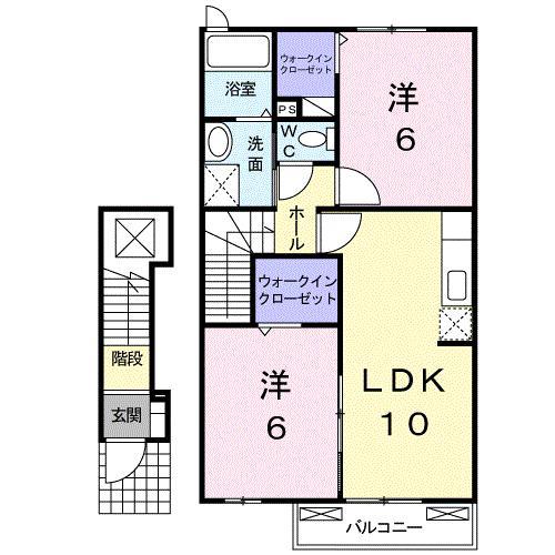 クローバーポンドA(2LDK/2階)の間取り写真