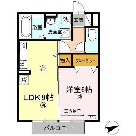 ステラ B棟(1LDK/2階)の間取り写真