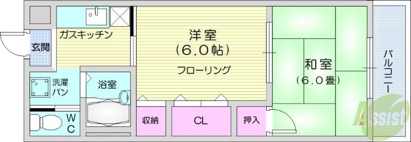 レジデンス大和3番館(2K/5階)の間取り写真