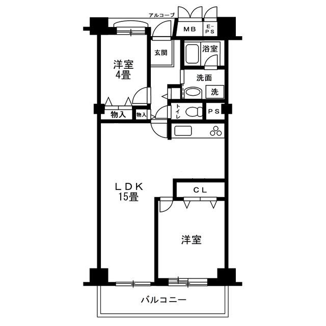 潮路東ハイツ54号棟(2LDK/3階)の間取り写真
