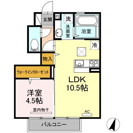 エパル三門(1LDK/1階)の間取り写真