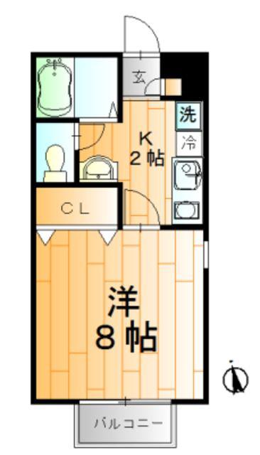 CREA FUKAZAWA(1K/1階)の間取り写真
