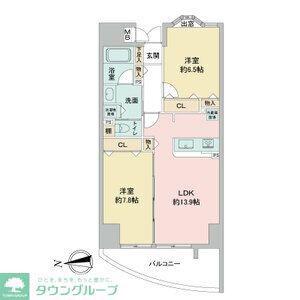 さくら HILLS 富士見(2LDK/6階)の間取り写真