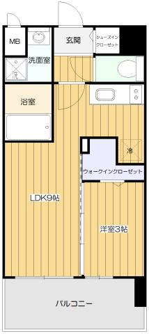 ATTIRANT西三国(1LDK/3階)の間取り写真
