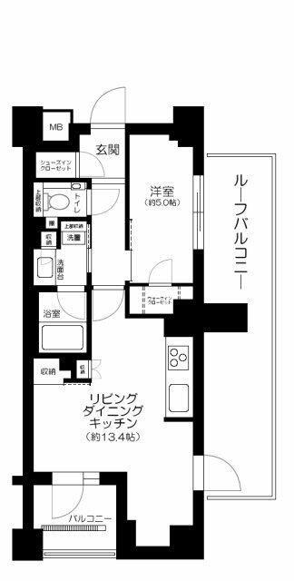 ジオ市谷仲之町(1LDK/4階)の間取り写真