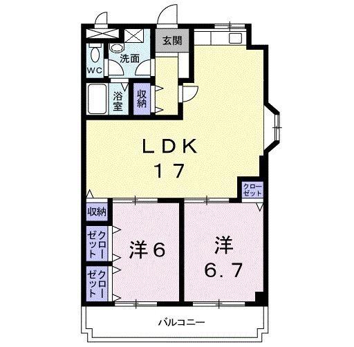 プラザエクシード(2LDK/3階)の間取り写真