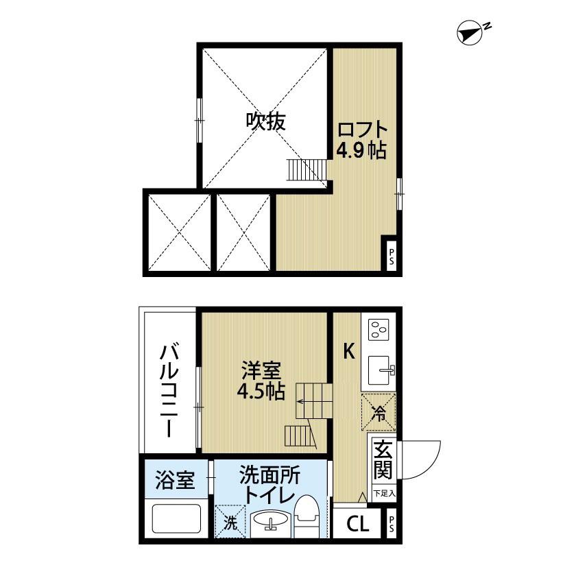 TOMS TENEMENT 3(1K/2階)の間取り写真