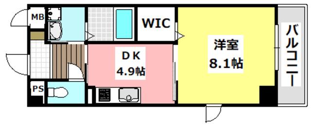 パールハイツ(1DK/2階)の間取り写真