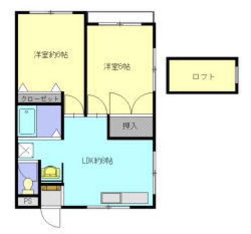 ビューテラス21 A(2LDK/2階)の間取り写真