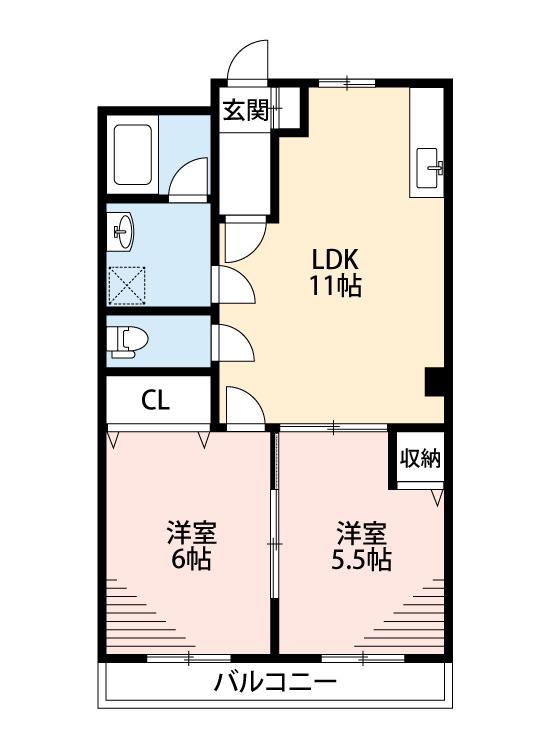 タウニー稲垣(2LDK/2階)の間取り写真