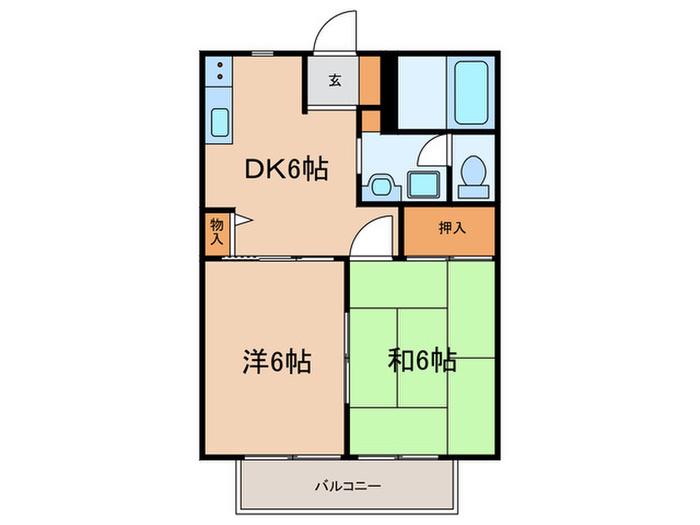 アネックス(2DK/2階)の間取り写真