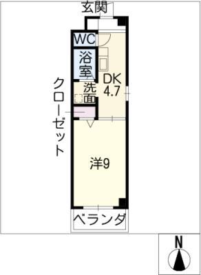 カーサ天神(1DK/1階)の間取り写真