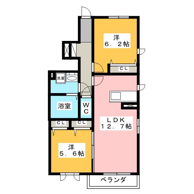 シャーメゾン ソレイユ(2LDK/1階)の間取り写真