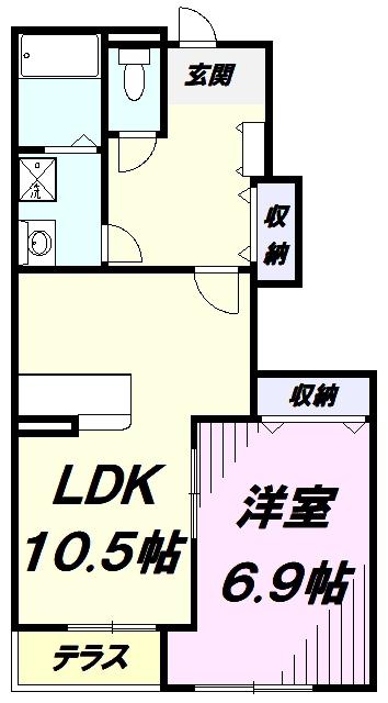 グリーンタウン山手(1LDK/1階)の間取り写真