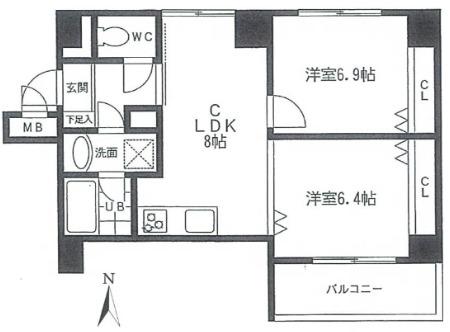 TWIZA(2LDK/3階)の間取り写真