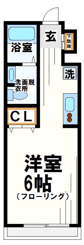 クレセール調布B(1K/1階)の間取り写真