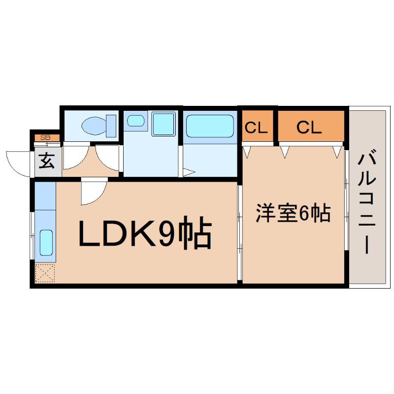 ラシャンテ武庫之荘(1LDK/3階)の間取り写真