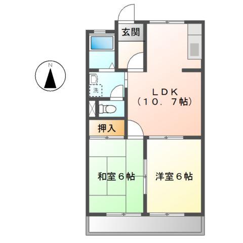 レジデンス赤見(2LDK/1階)の間取り写真