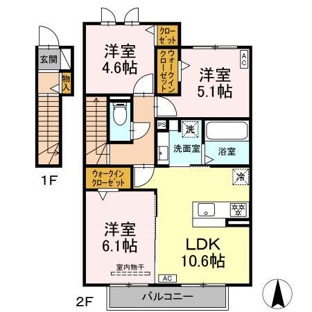 M・トリシア(3LDK/2階)の間取り写真